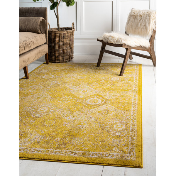 Charlton Home® Kalf Abstract Yellow Area Rug & Reviews Wayfair
